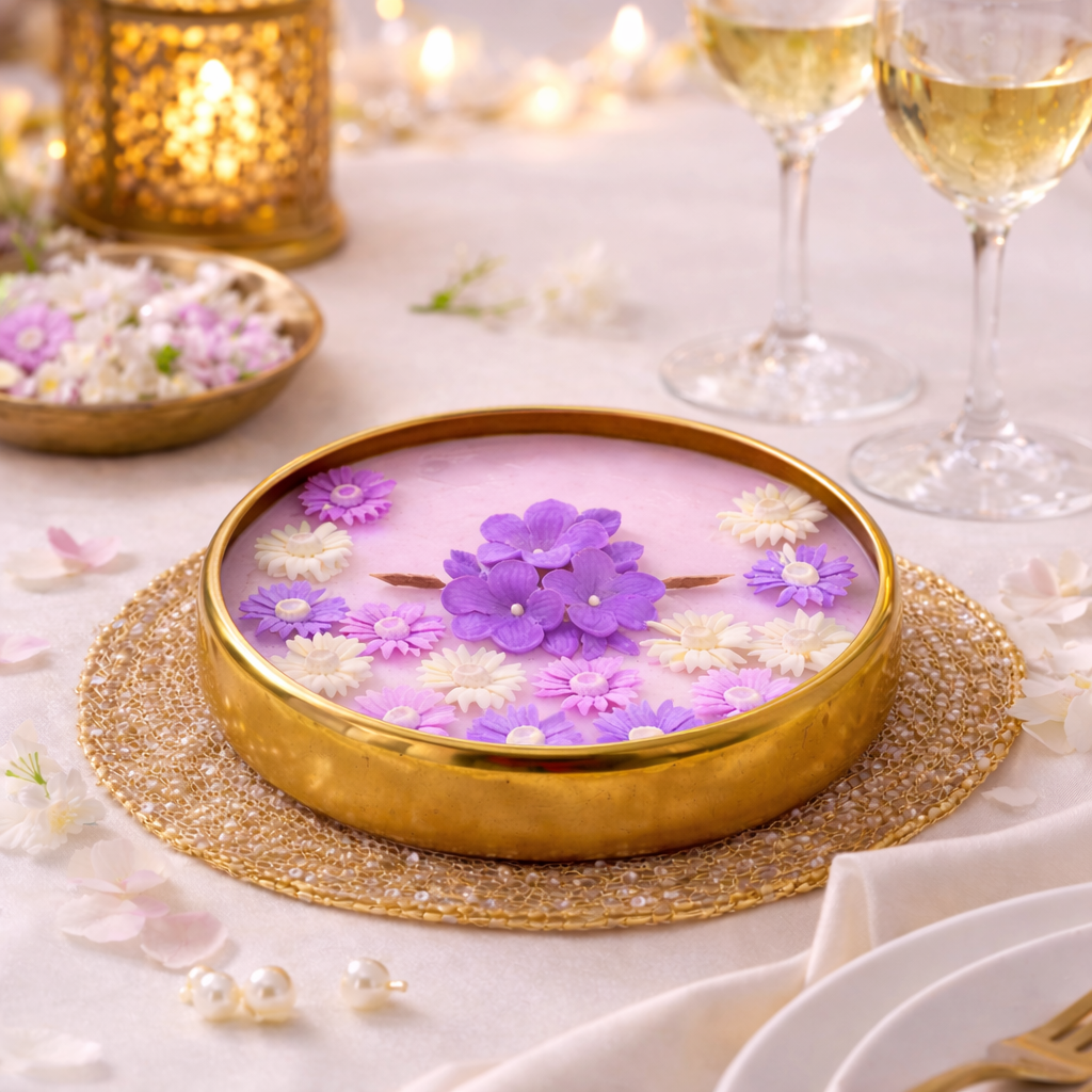 Lavender Blossom handmade urli candle by Candleroma additional view