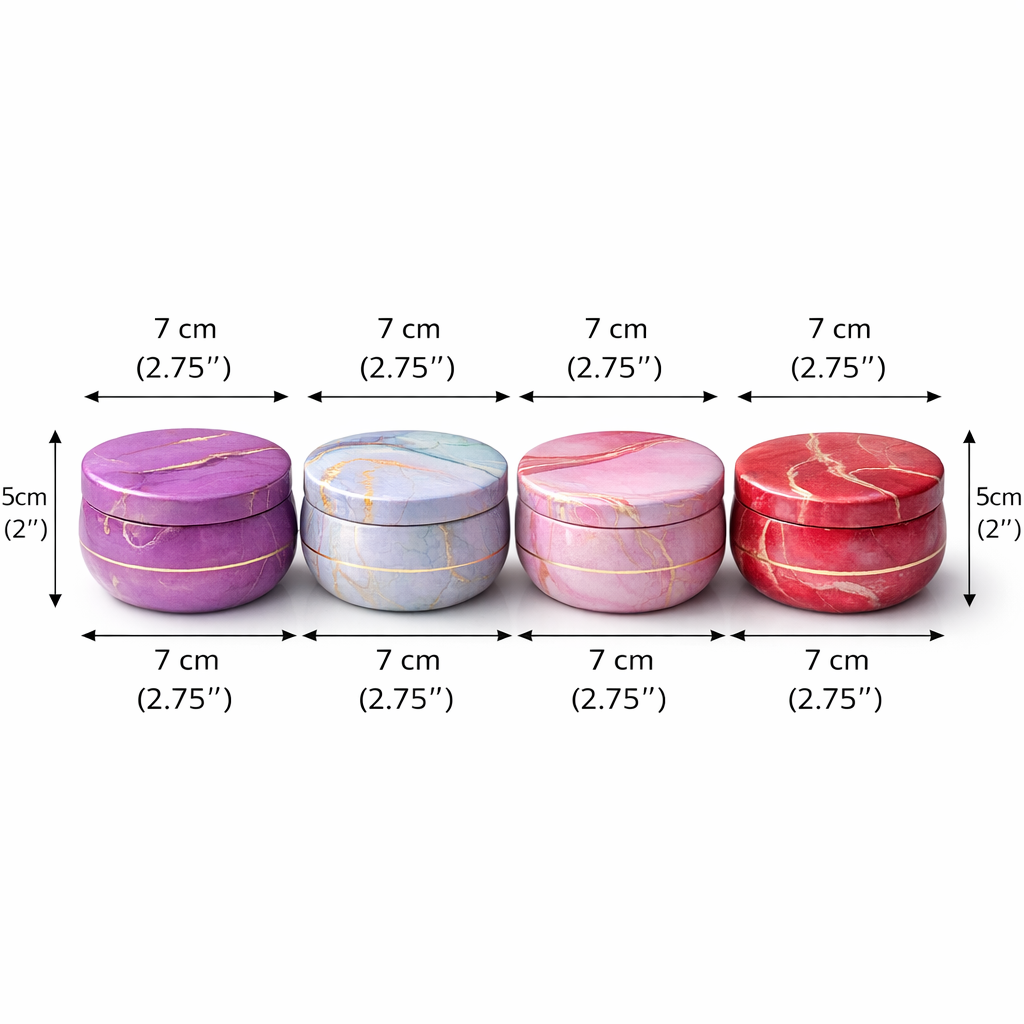 Handmade marble finish tin candles by Candleroma for luxury gifting