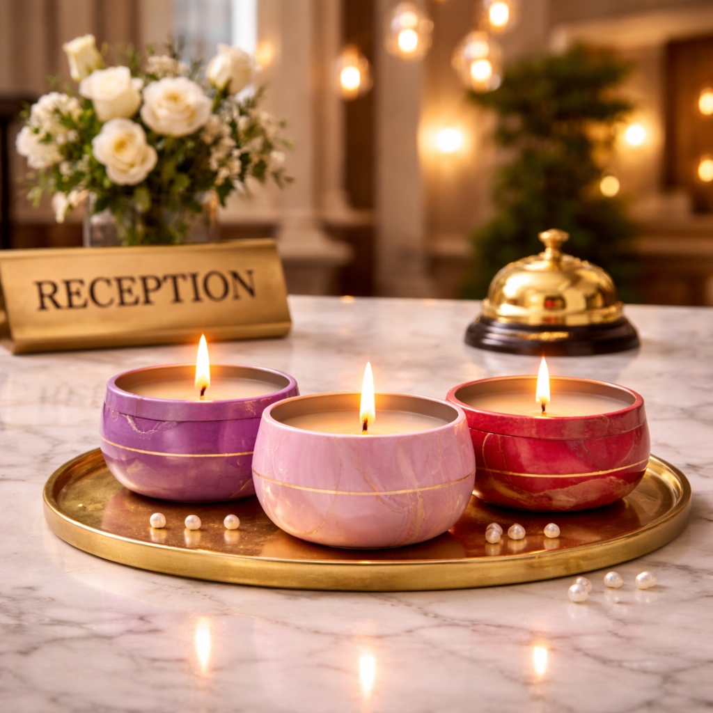 Marble Glow handmade decorative tin candle set by Candleroma additional view