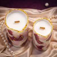 Burgundy Marble Pillar Candle Set of 2 by Candleroma additional product image