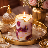 Candleroma burgundy marble pillar candle set for luxury home décor