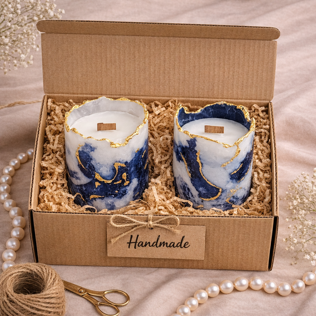 Candleroma midnight blue pillar candle set for luxury home décor