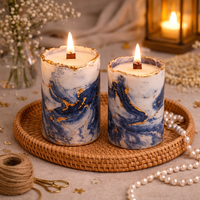 Midnight Blue Marble handmade pillar candles by Candleroma additional view