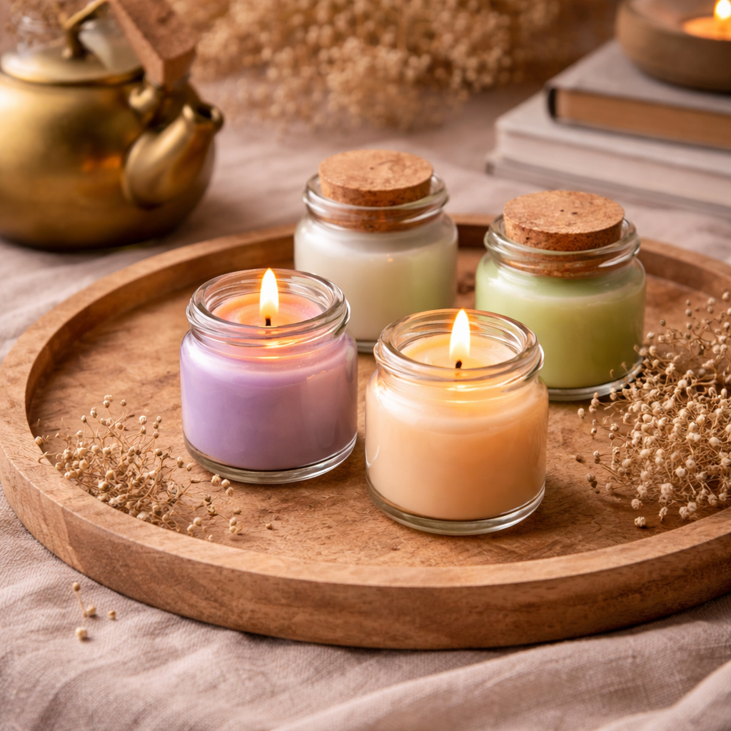 Handmade scented votive candle set by Candleroma for luxury ambience