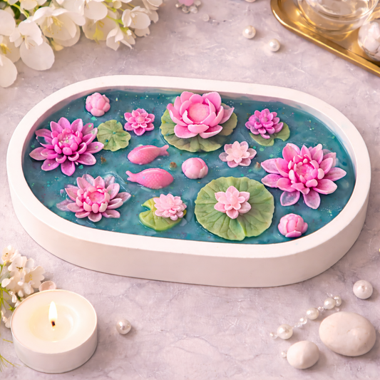 Lotus Pond Serenity Candle handmade luxury pond theme candle