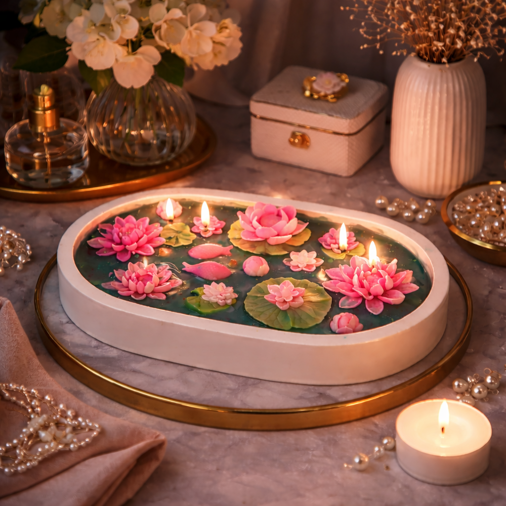 Candleroma Lotus Pond Serenity Candle for luxury table décor and gifting