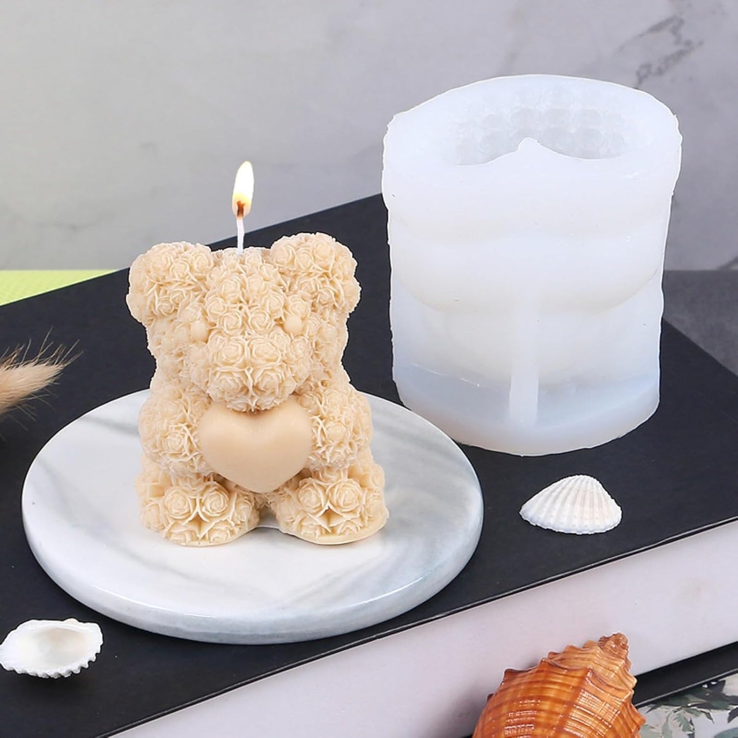 Rose Teddy Bear Holding Heart