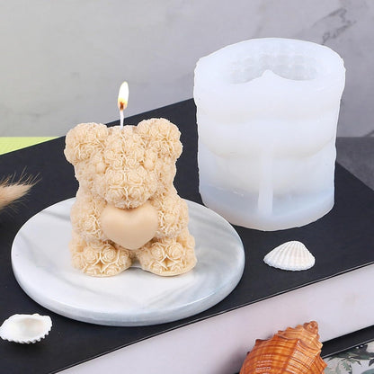 Rose Teddy Bear Holding Heart