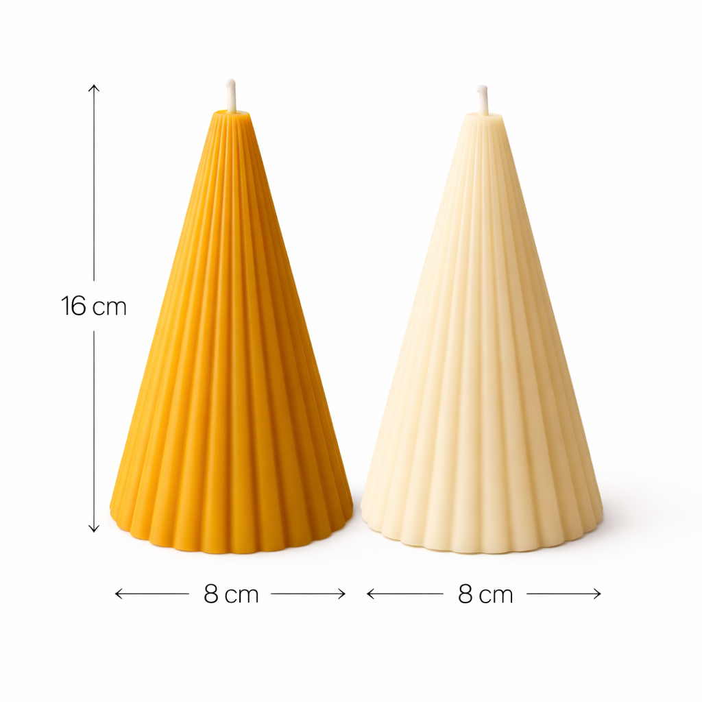 Handmade fluted cone pillar candles by Candleroma for table décor