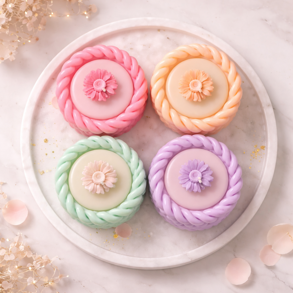 Handcrafted twisted rope pastel candle set for luxury home décor