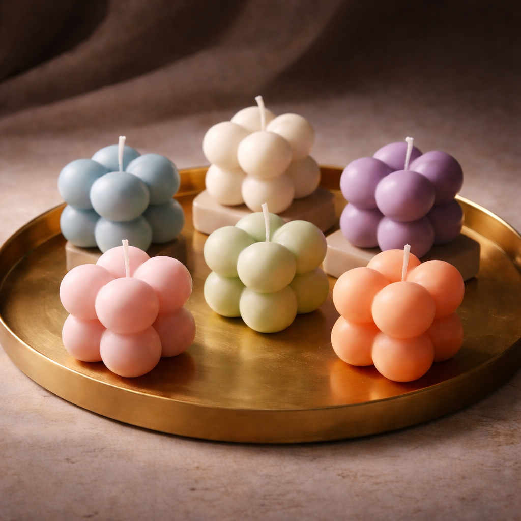 Celestial Bubble Candle Set of 6 by Candleroma handmade pastel bubble candles