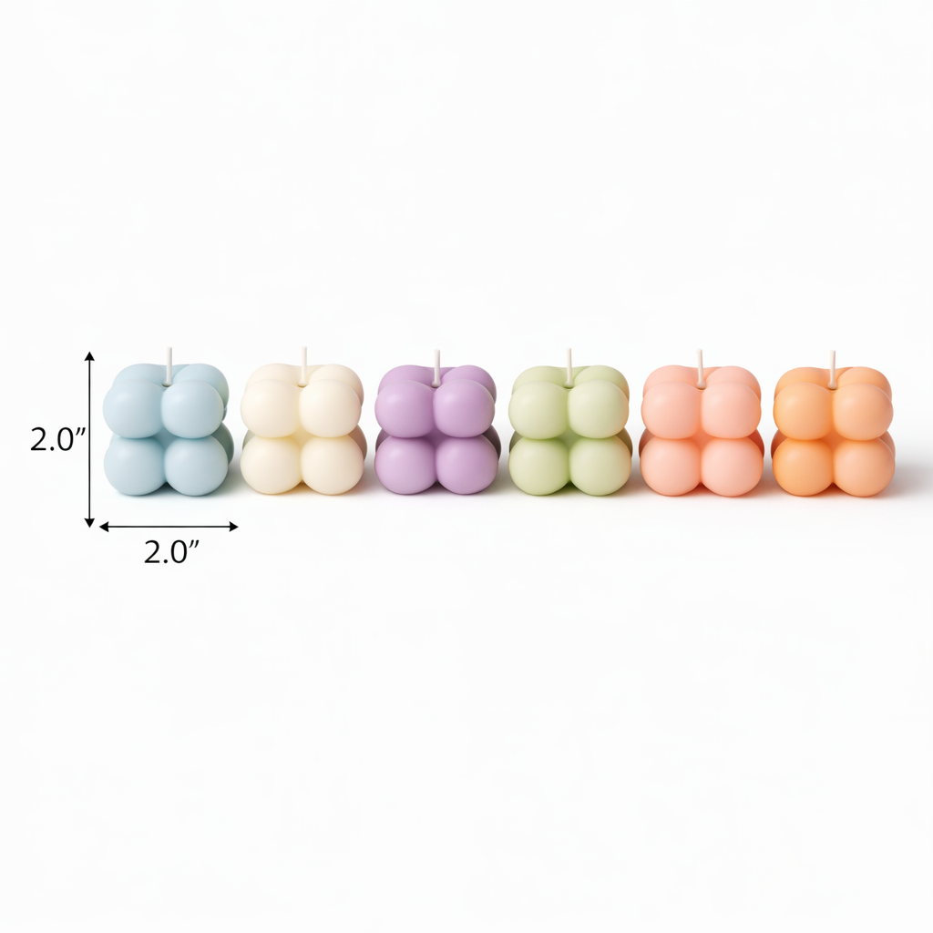 Handmade pastel bubble candles by Candleroma for aesthetic décor