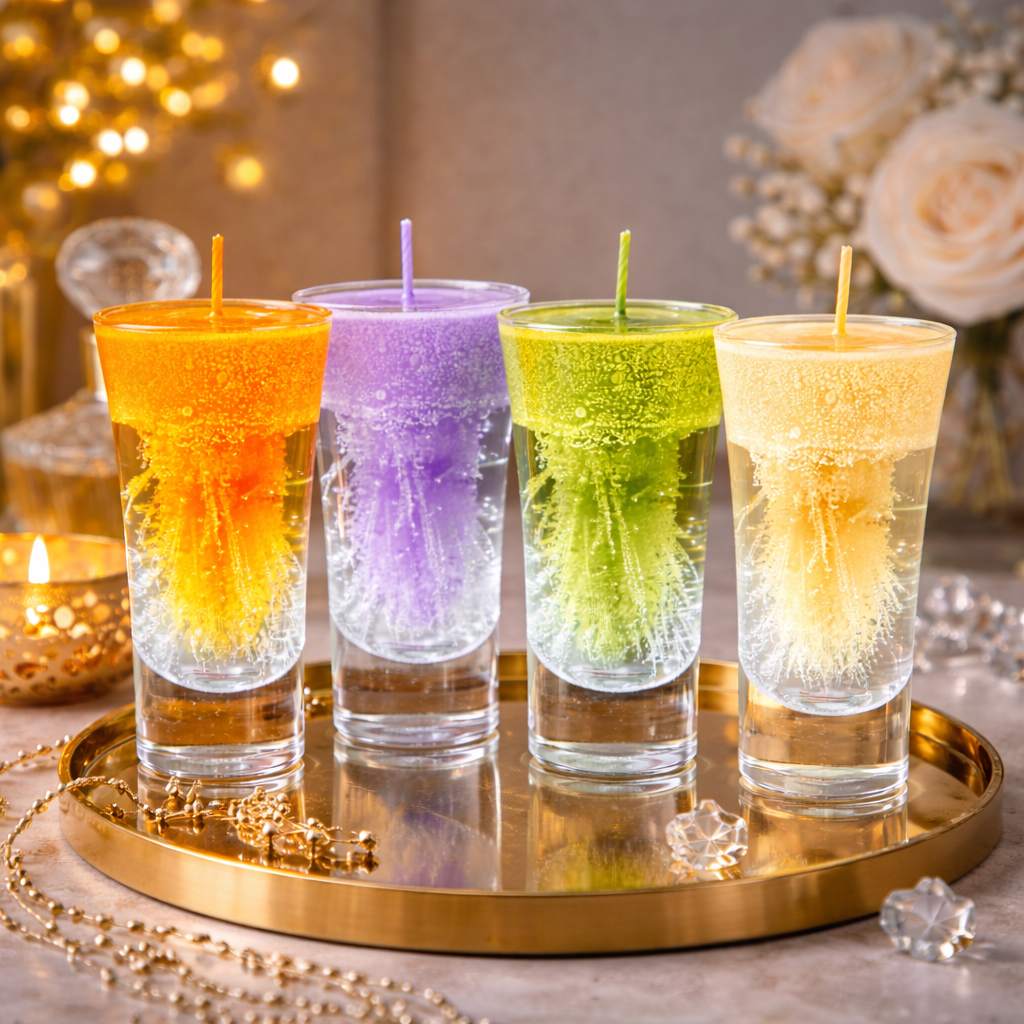 Sparkling Votive Candle Set of 4 by Candleroma handmade glass votive candles