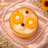 Handmade sunflower glass jar candle by Candleroma for gifting