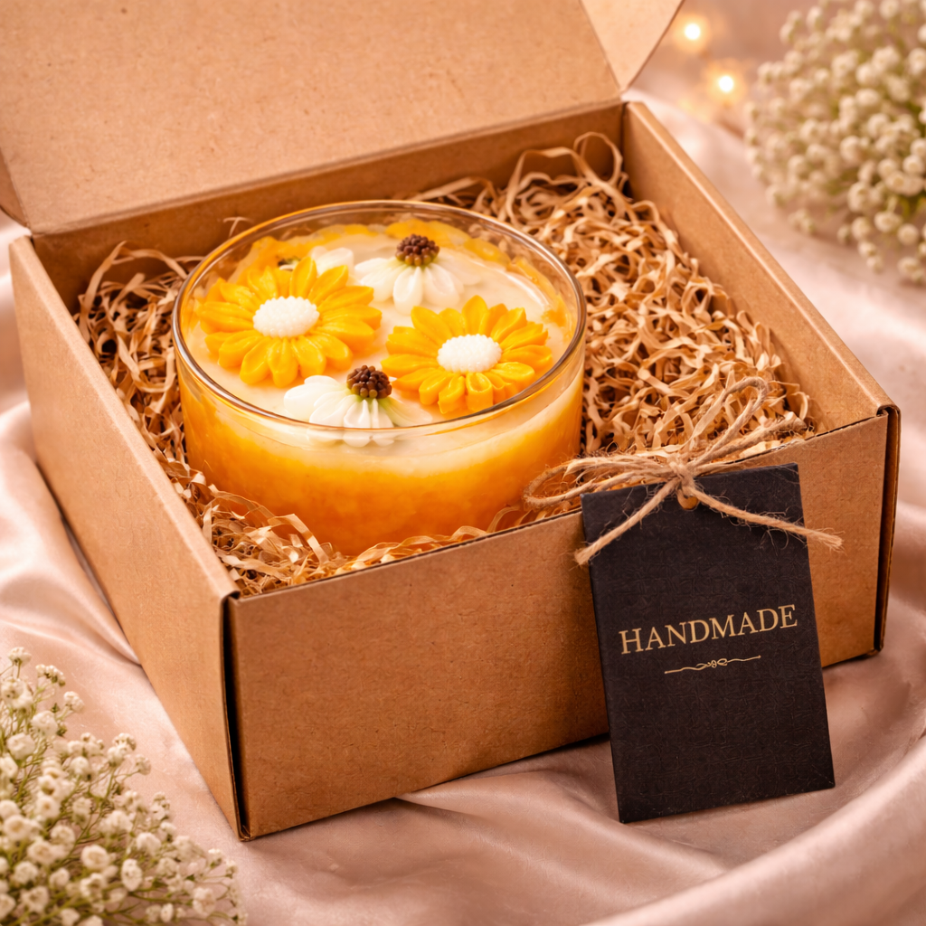 Candleroma Golden Sunflower Jar Candle for luxury home décor