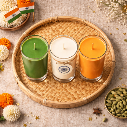 Tiranga Glow Candle Set of 3 additional tricolor votive image