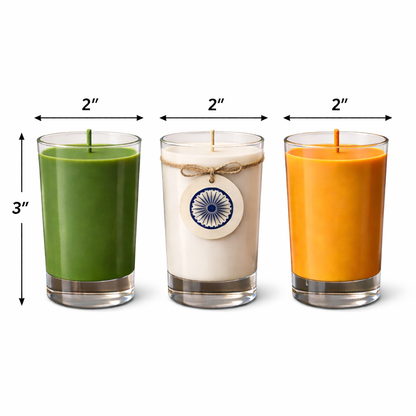 Handmade saffron ivory and green votive candles