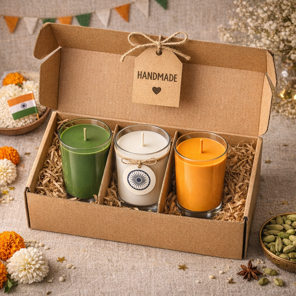 Tiranga Glow Candle Set for patriotic décor and gifting