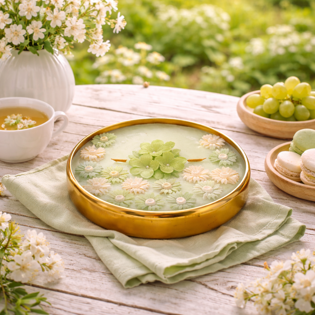 Verdant Bloom handmade floral urli candle by Candleroma additional view