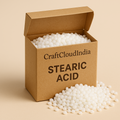 Box of stearic acid with 'CraftCloudIndia' branding on a beige background